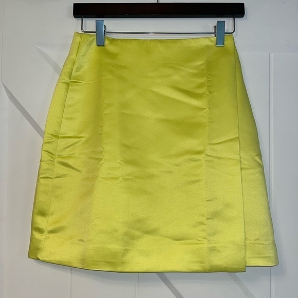 J. Crew Limited edition faux wrap mini skirt BP657 duchesse satin Yellow 0 - Picture 2 of 7